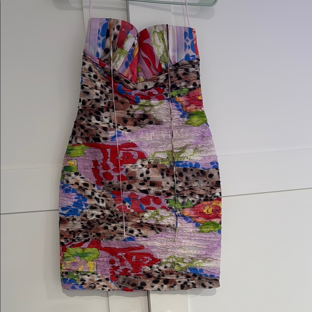 Blumarine Multicolor Strapless Dress
